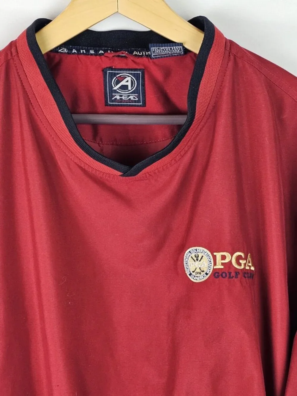 Ahead PGA Golf Club Jacket Men's Size Large Red Lined Pullover Windbreaker Shirt